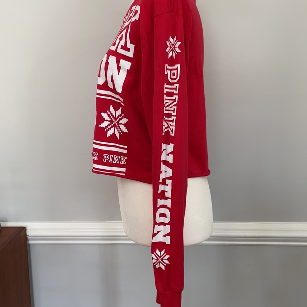 PINK Victoria’s Secret PINK Nation Holiday Long Sleeve Crop Top - Picture 5 of 8